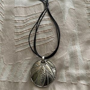 Silver necklace with leather chain